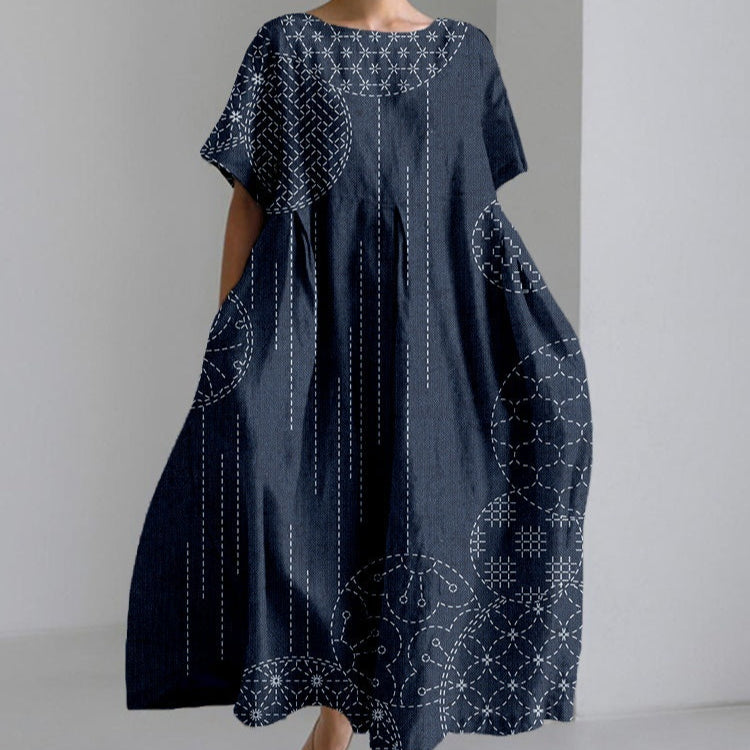 Springsummer Stylish Loose-fitting Casual Short-sleeve Dress