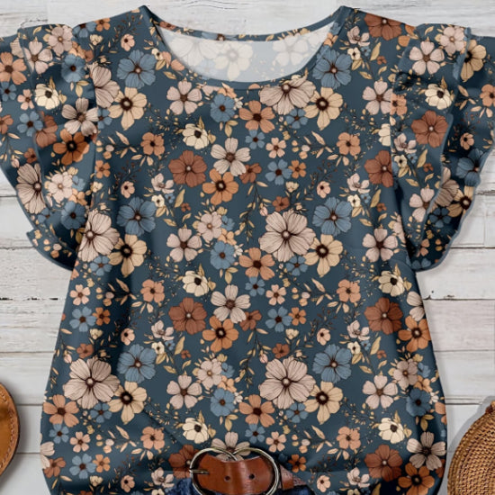 Vintage Floral Ruffle Shirt – Effortless Summer Style