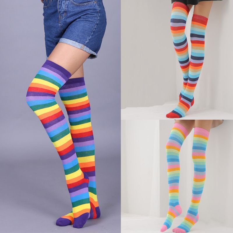 Vibrant Rainbow Striped Socks for Women