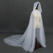 Wedding Shawl for Bride - Hooded Long Tail Scarf