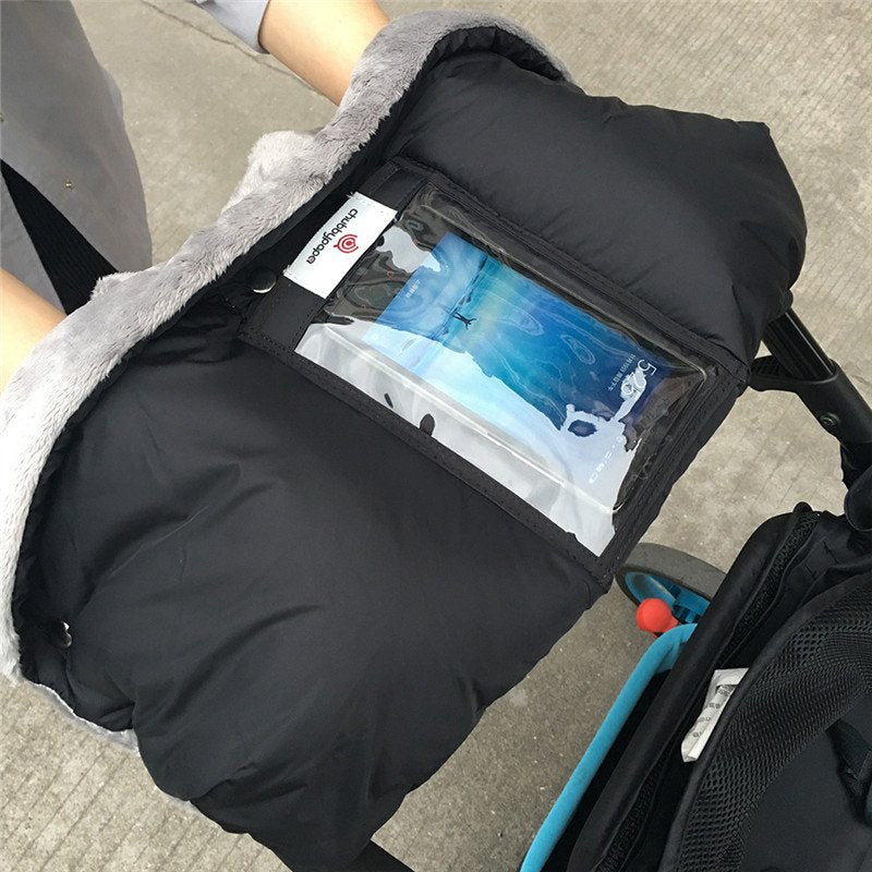Warm Stroller Gloves with Phone Pocket for Moms