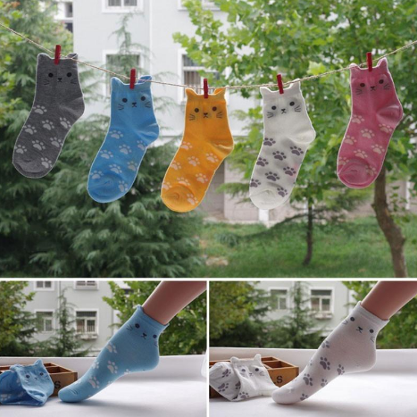 Cute Cat Footprint Socks for Women