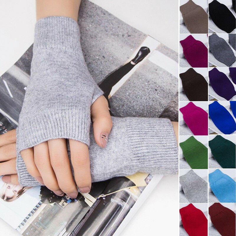 Warm Fingerless Knitting Gloves for Writing and Office Work