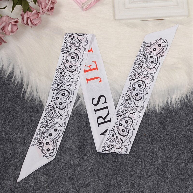 Spring Autumn Women's Small Scarf Printed Twill Tie Ribbon