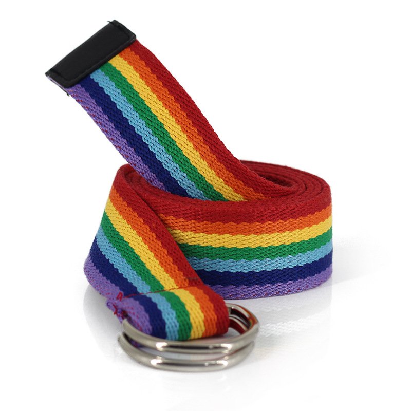 Vibrant Rainbow Canvas Belt for Men and Women