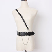 Leather Chain Belt with Detachable Strap