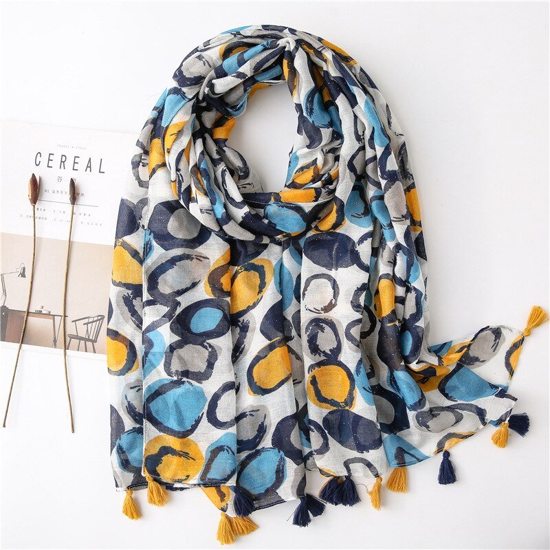 Add a Pop of Color with Floral Cotton Linen Scarf