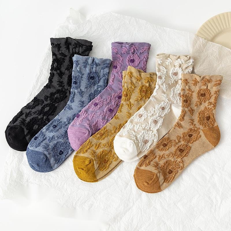 Soft Vintage Jacquard Socks for Women - 6 Colors