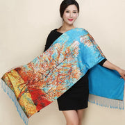Luxurious Silk Shawl Scarf - Plant Floral Pattern