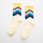 Rainbow Color Couple Socks - Breathable Cotton Tube Socks for Men & Women