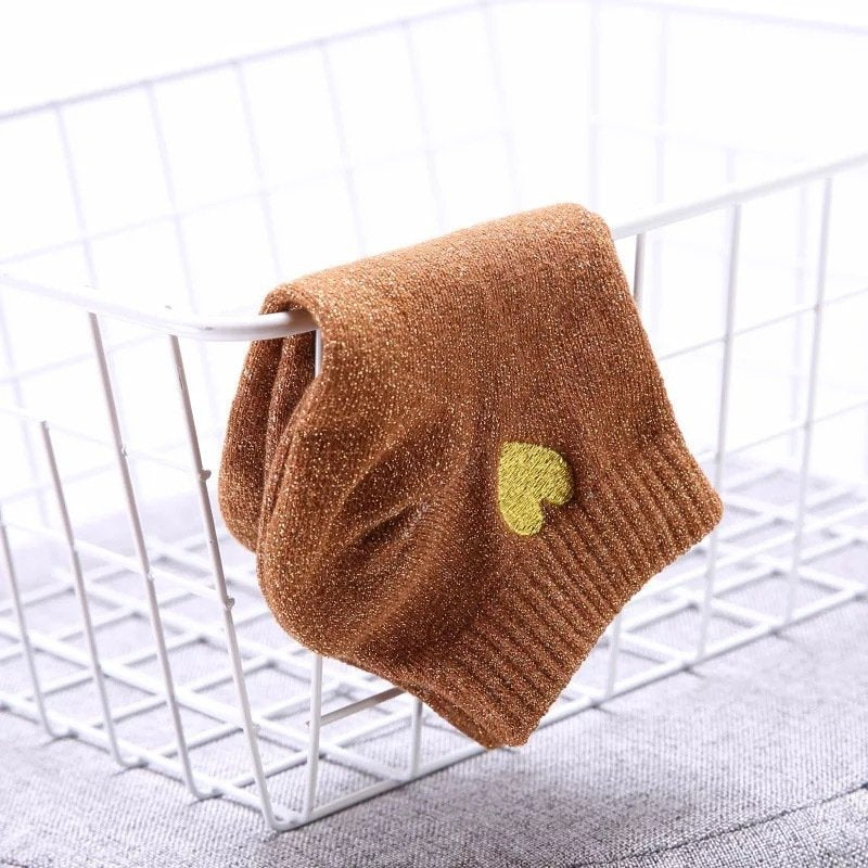 Gold Thread Love Socks for Women - Trendy & Fashion