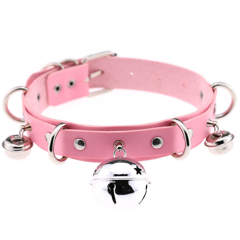 Gothic Choker with Bells - Trendy Punk Leather Necklace