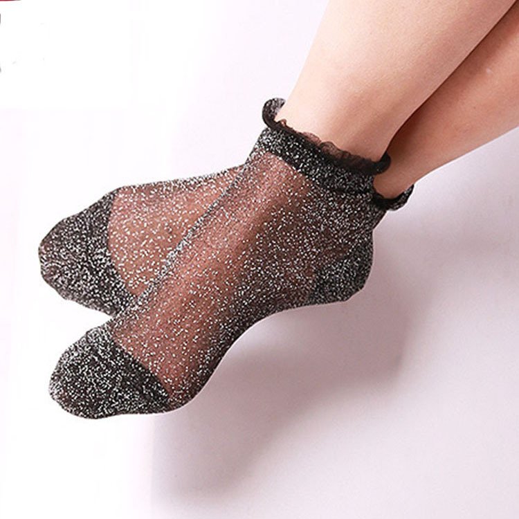 Shine On: Glitter Lace Socks for Women