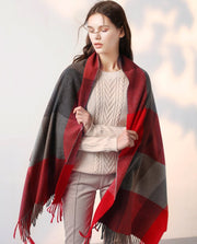 Stay Warm with Soft Cashmere Plaid Shawl