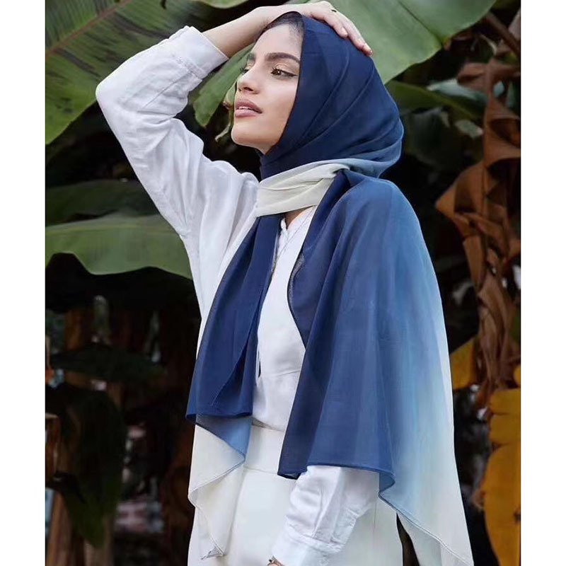 Gradient Silk Scarf for Women - Hand Painted Chiffon Wrap