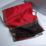 Warm Silk Wool Scarf with Rhinestones