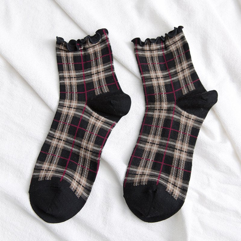 Spring Chic Plaid Socks for Women