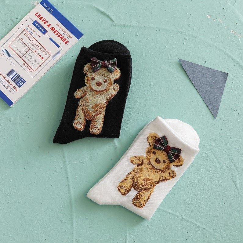 Cozy Japanese Bear Socks for Women
