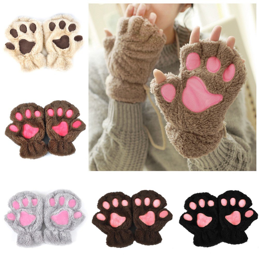 Cozy Cat Paw Gloves for Women