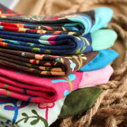 Comfortable Vine Flower Cotton Long Socks for Women