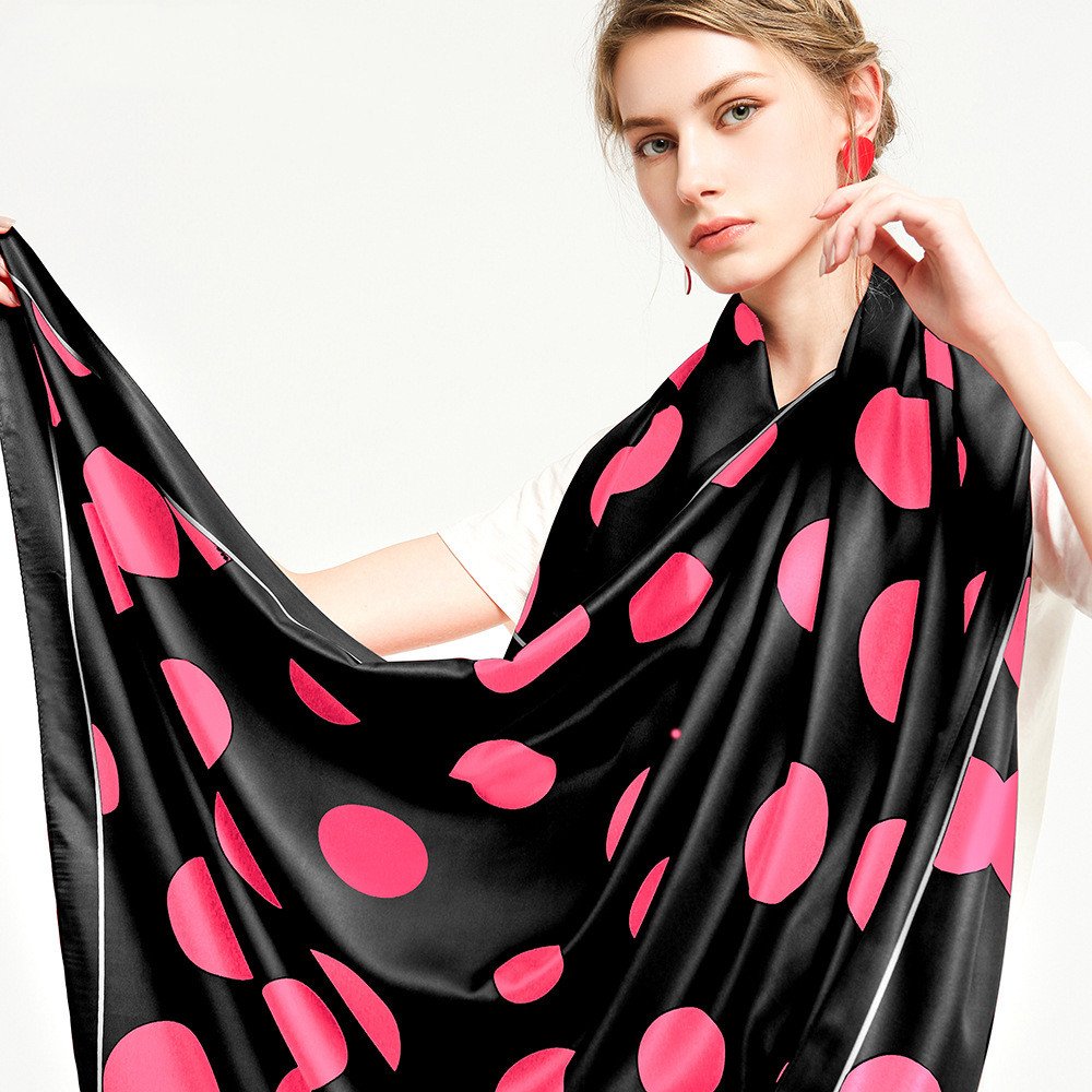 Dot Print Twill Scarf for Women