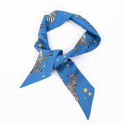Starry Zebra Gift Scarf - Blue Twill Silk