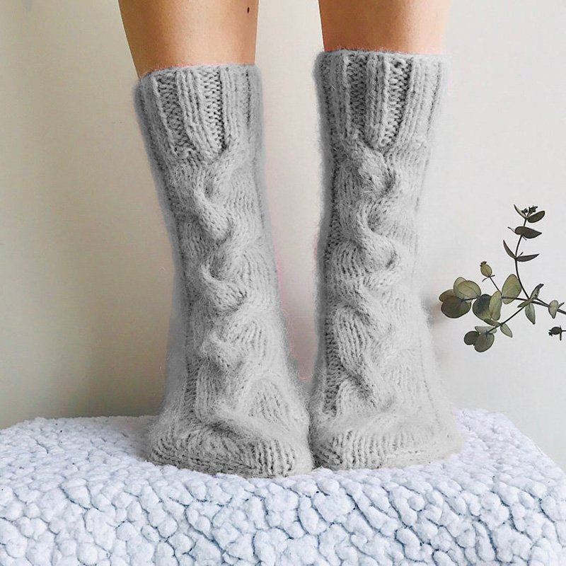 Warm Woolen Knee-High Socks for Women