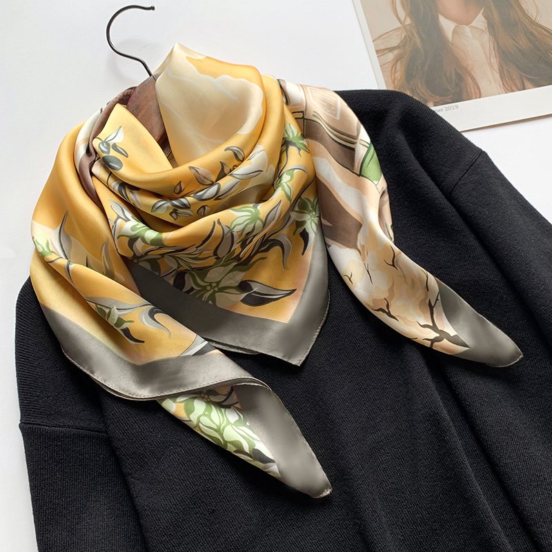 Large Square Silk Scarf for Women