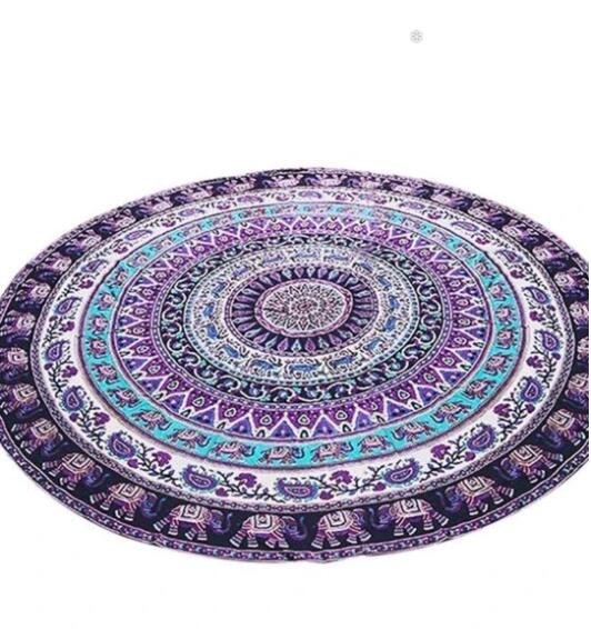 Purple Gray Elephant Totem Beach Towel - Quick-Dry & Fade-Resistant