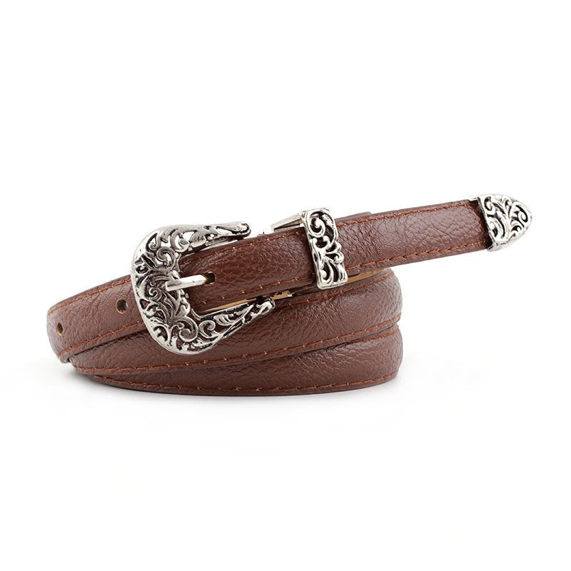 Fashion Thin Alloy Pin Buckle Belt