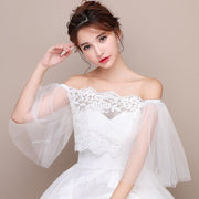 Elegant One-Shoulder Lace Shawl for Brides