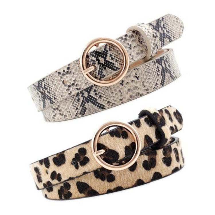 Leopard Zebra Snake Pattern Leather Belt