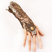 Elegant Vintage Gold Lace Mittens for Women