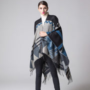 Warm Boho Tassel Shawl for Travel