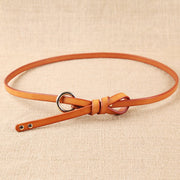 Leather Belt for Women - Classic Round Buckle
