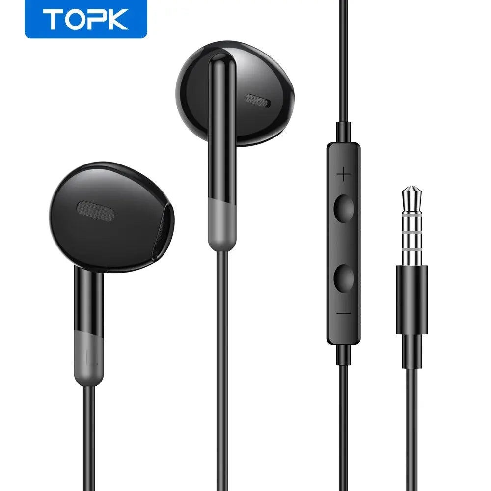 In-Ear Earphones with Volume Control and Microphone, 3.5mm Jack, Universal Compatibility