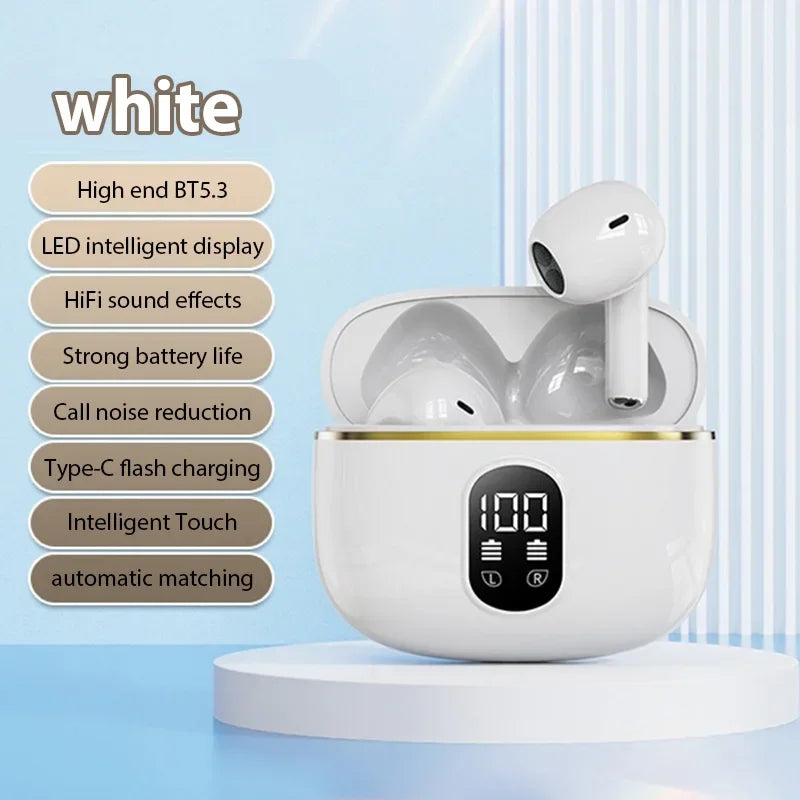 LED Display In-Ear Headphones with Hi‑Fi Stereo Sound, Compatible with Phones and Laptops