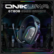 Wireless Gaming Headset with 2.4GHz, Wired and Bluetooth Modes, Bendable Design, HD Microphone, Soft Ear Pads, Immersive Sound