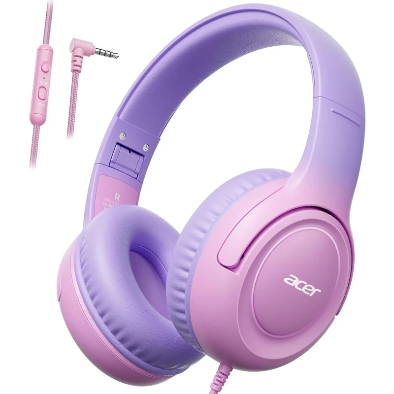 HK03 Kids Wired Headphones with Volume Limiter – Foldable Stereo Headset for School