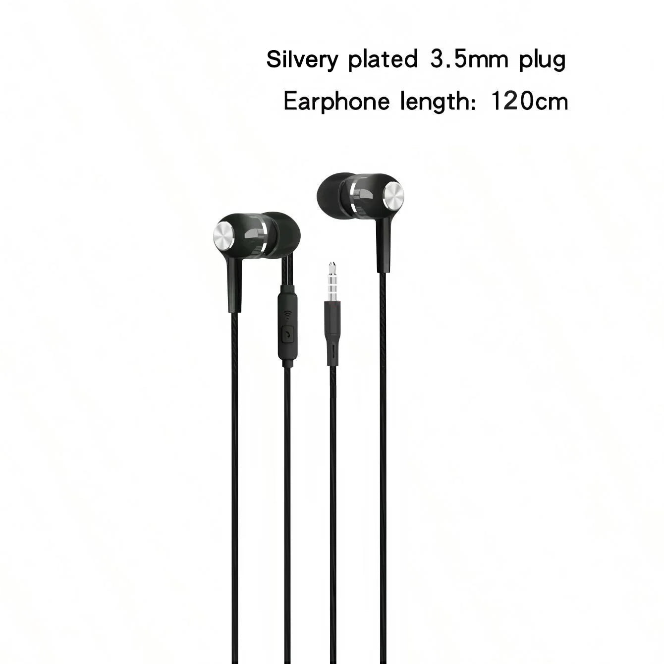 In‑Ear Wired Headphones with 3.5mm Plug, Built‑in Microphone and Inline Bass Control (1‑8 Pack)