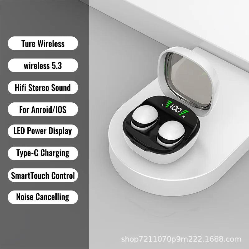 Mini Invisible Bluetooth 5.3 True Wireless Earbuds – HiFi Stereo, Noise Reduction, Compatible with Xiaomi and Huawei