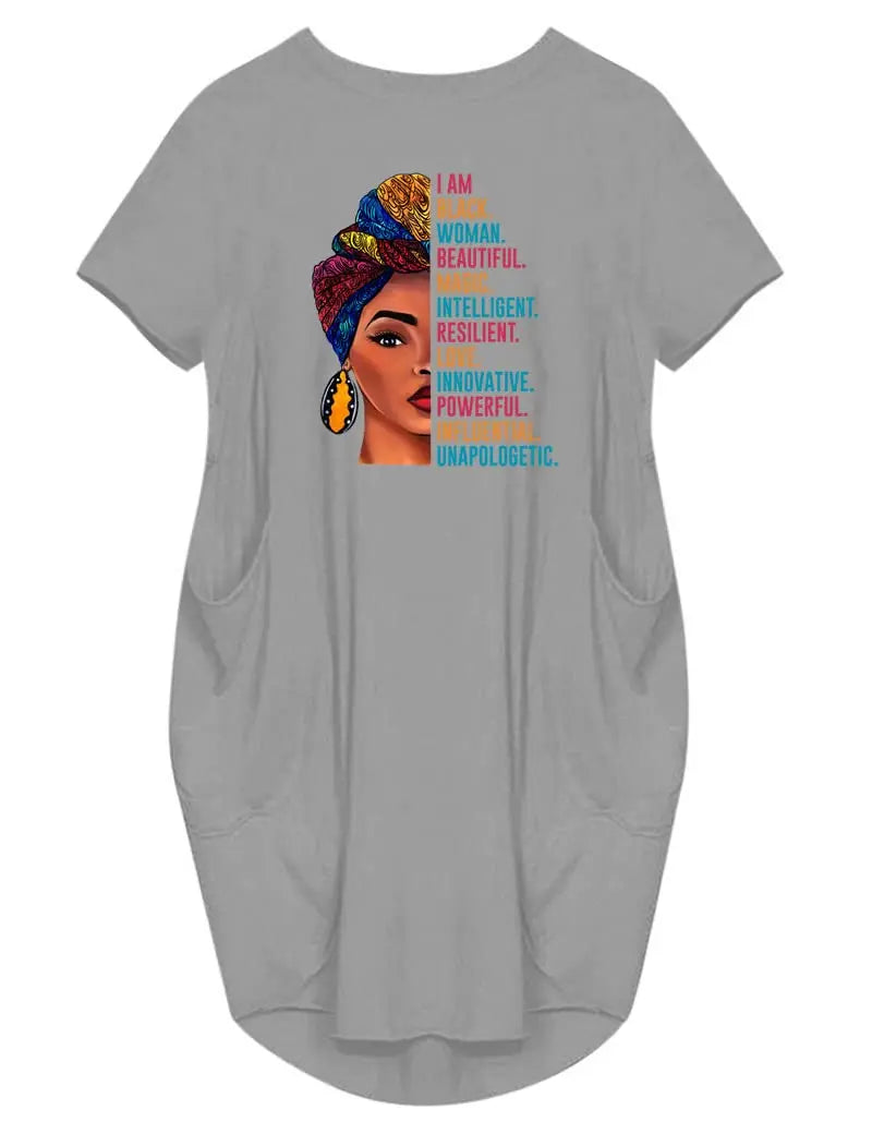 Plus Size Women's Short Sleeve O‑Neck Loose Casual Dress