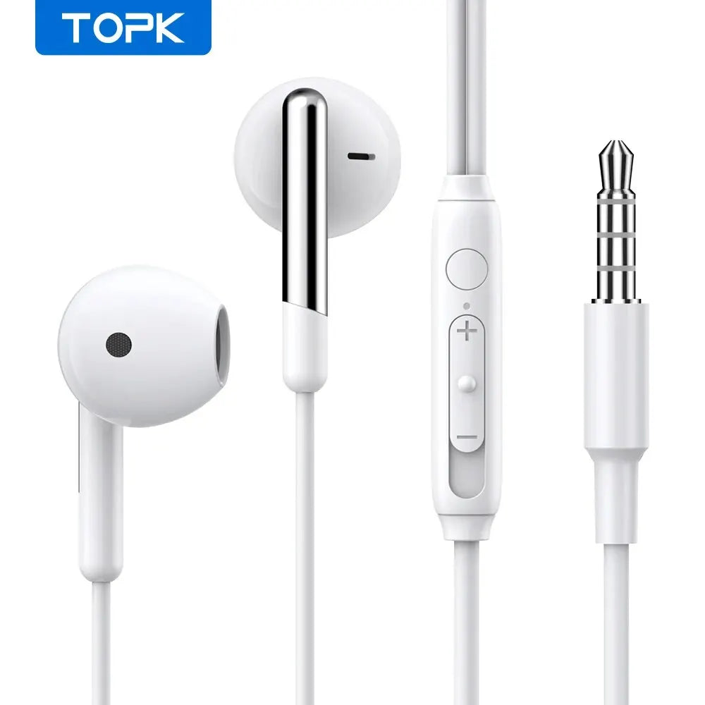 In-Ear Earphones with Volume Control and Microphone, 3.5mm Jack, Universal Compatibility