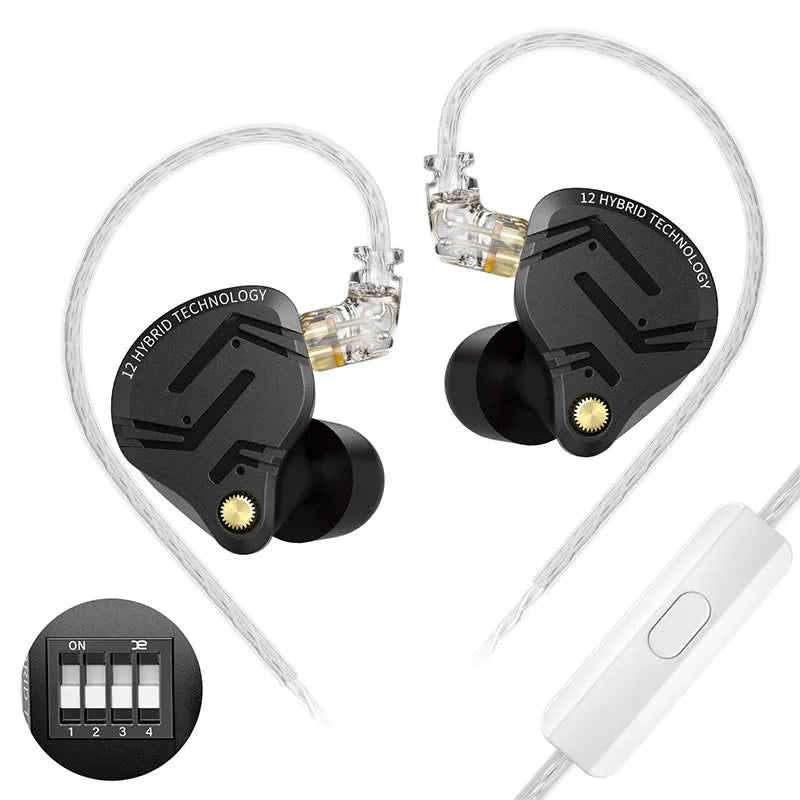 Metal Hybrid Earphones with 1 Dynamic Driver and 5 Balanced Armature Drivers, HiFi Bass, In‑Ear Monitor, Noise Cancelling