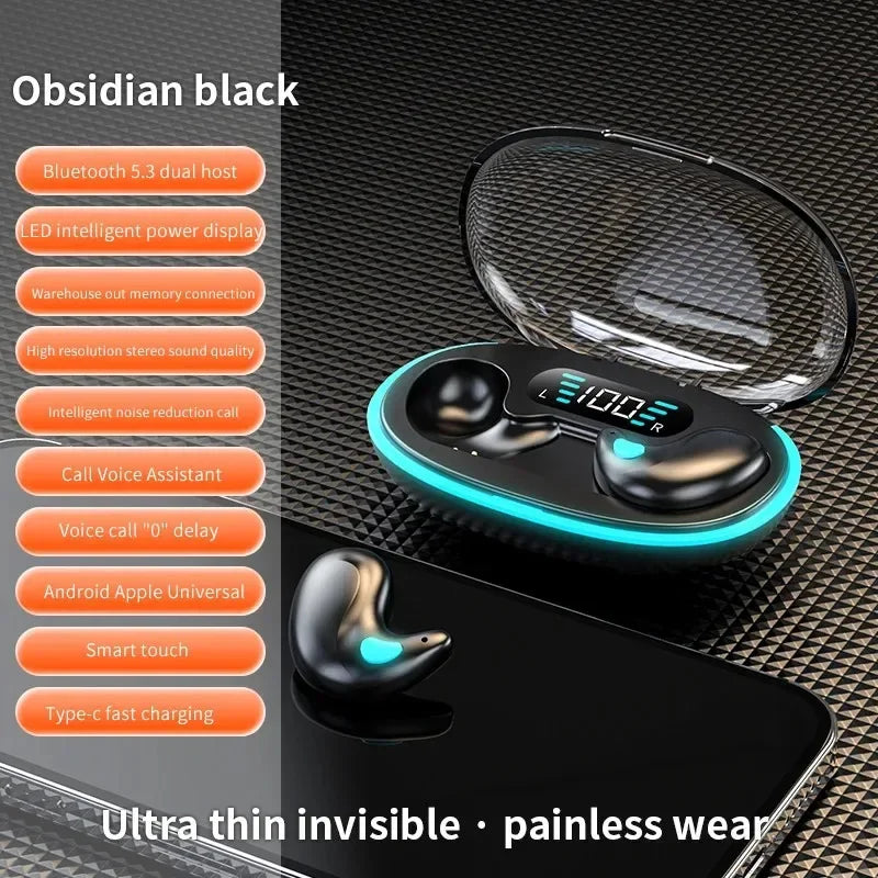 Invisible Mini Bluetooth 5.3 Wireless Earbuds with Hi‑Fi Stereo, Noise Reduction, Waterproof