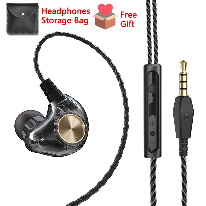 Wired Extra‑Bass Earbuds with Microphone – 3.5mm Plug, Noodle Cable, Sports Headset for Samsung