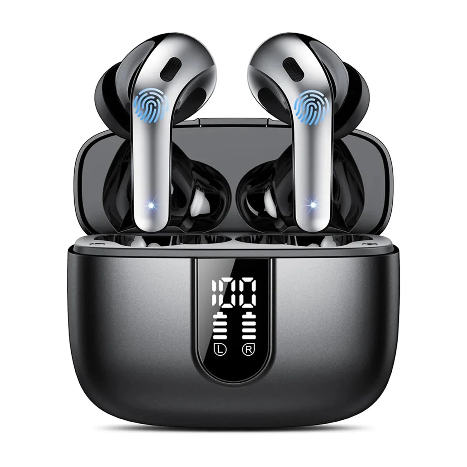 LED Display In-Ear Headphones with Hi‑Fi Stereo Sound, Compatible with Phones and Laptops