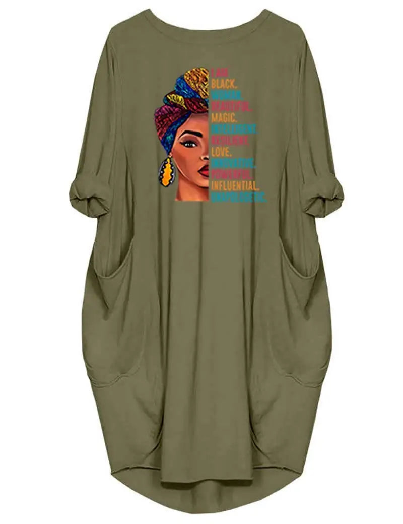 Plus Size Women's Short Sleeve O‑Neck Loose Casual Dress