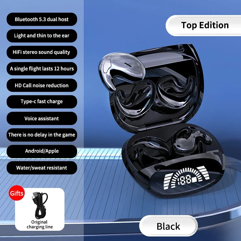 Invisible Sleep Bluetooth 5.3 True Wireless Earbuds – Noise Reduction, Stereo, Gaming Headset, Compatible with Xiaomi and iPhone