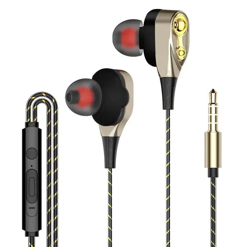 Double Moving Coil In‑Ear Headphones with Subwoofer and High‑Fidelity Sound